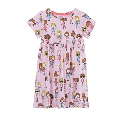 Girls' pink girl print dress
